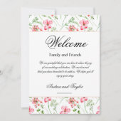 花のウェディング ウェルカムバッグレター & タイムラインカード 招待状 (正面)