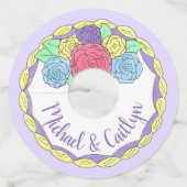 花のウェディング バースデー パーティー ケーキ フロスティング ローズ ワイングラスタグ (正面)