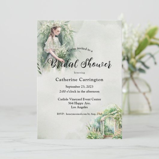 花のウェディング リリー・オブ・ザ・バレー ブライダルシャワー 招待状 (スタンド正面)