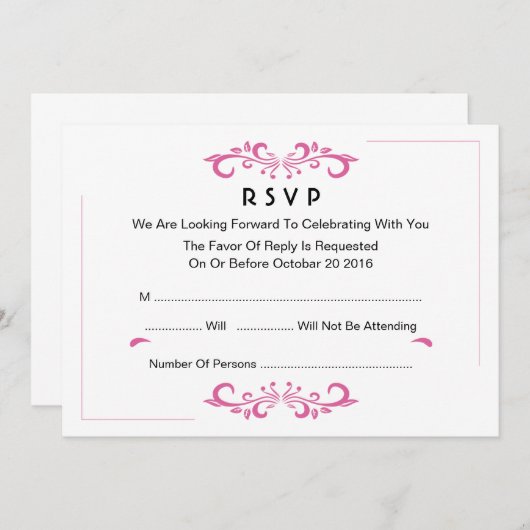 花のウェディング・RSVPカード 招待状 (正面/裏面)