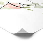 花のウェルカムサイン - ウェディングシャワー ピンクコーラル ポスター (角)