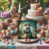 花のウサギのバスケットお洒落イースター シーズンカード