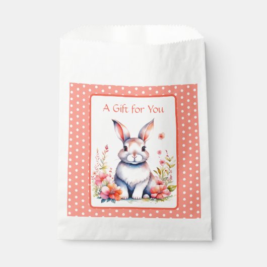花のウサギ女の子の赤ちゃんシャワー フェイバーバッグ (正面)