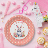 花のウサギ女の子の赤ちゃんシャワー ペーパープレート (パーティー)