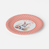 花のウサギ女の子の赤ちゃんシャワー ペーパープレート (アングル)