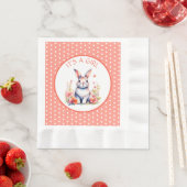 花のウサギ女の子の赤ちゃんシャワー 縁ありランチョンナプキン (インサイチュ)