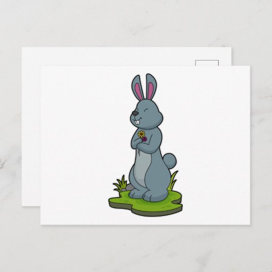 花のウサギ ポストカード (正面/裏面)