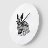 花のウサギ ラージ壁時計 (傾斜)