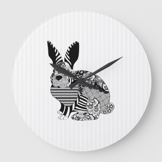 花のウサギ ラージ壁時計 (正面)