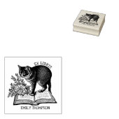 花のエクスリブリス本のしおり、ヴィンテージ猫の本 ラバースタンプ (押印)