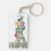 花のエッフェル塔|パリ、フランス キーホルダー (裏面)