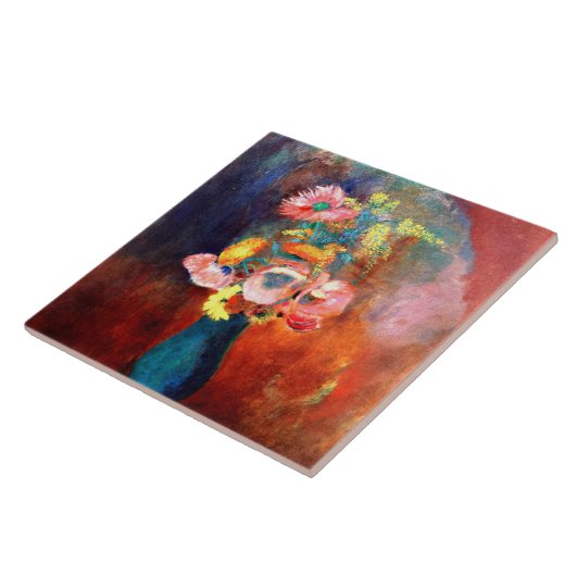 『花のエテレアルの花瓶』、オデ絵画ィロン・レドン著 タイル (側面)