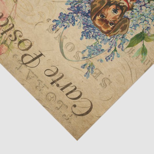 花のエフエメラダックシュント犬のバスケット切り離し 薄葉紙 (詳細)