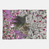 花のエマI -小さい灰色の子ネコ キッチンタオル (横)