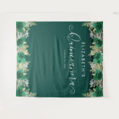 花のエメラルドグリーンの誕生日クインセアニェーラ写真 タペストリー (正面(横))