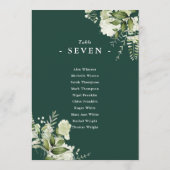 花のエメラルドグリーン席次表番号 招待状 (裏面)