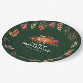 花のエメラルドグリーン　感謝祭ディナー ペーパープレート (アングル)