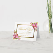 花のエレガントでシックな金ゴールドフレームのサンキューカード サンキューカード (正面)