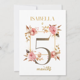 花のエレガントなファーストイヤーベイビーマイルストーンカード 招待状