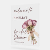花のエレガントなブーケ ブライダルシャワーのお出迎え看板 アクリルサイン (傾斜)
