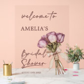 花のエレガントなブーケ ブライダルシャワーのお出迎え看板 アクリルサイン (ウェディング)