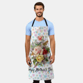 花のエレガントな母の日デザイン エプロン (着用した状態)