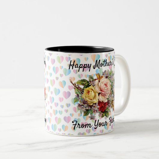 花のエレガントな母の日デザイン ツートーンマグカップ (正面右)