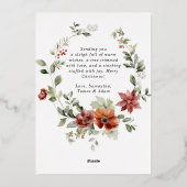 花のエレガントな水彩 メリークリスマスの写真 箔シーズンカード (裏面)