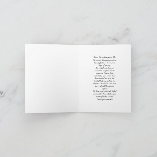 花のエレガントな白いバラの母の日のカード カード (内部)