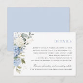 花のエレガントな青いアジサイのグリーン装飾の詳細 招待状 (正面/裏面)