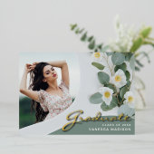 花のエレガントスクリプト |フォトグモダンラッドカード 箔招待状 (立ち正面)