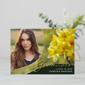 花のエレガントスクリプト |フォトグモダンラッドカード 箔招待状 (立ち正面)