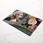 花のエレガントスクリプト |フォトグモダンラッドカード 箔招待状 (回転した状態)