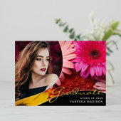 花のエレガントスクリプト |フォトグモダンラッドカード 箔招待状 (立ち正面)