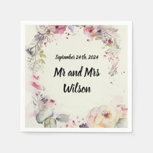 花のエレガントリングや輪水彩ナプキンズ スタンダードカクテルナプキン (正面)