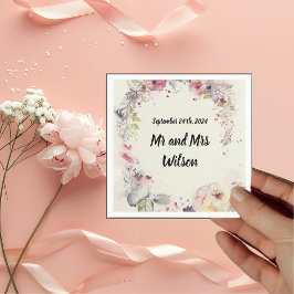 花のエレガントリングや輪水彩ナプキンズ スタンダードカクテルナプキン