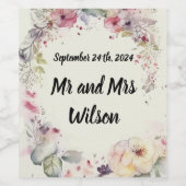 花のエレガントリングや輪水色ワインラベル ワインラベル (シングルラベル)