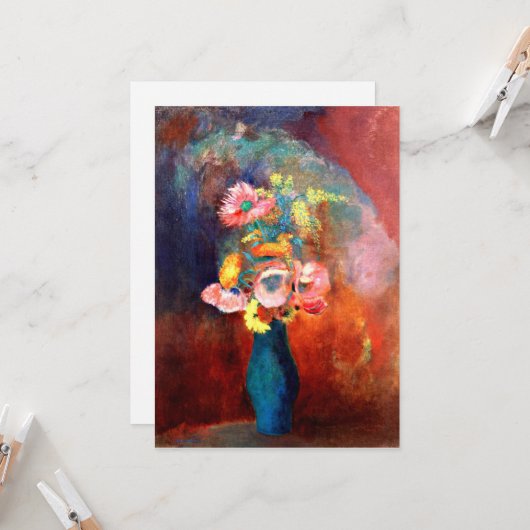花のエーテルの絵画花瓶はOdilon Redon カード (正面/裏面インサイチュ)
