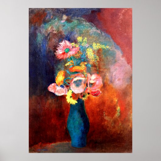 花のエーテルの絵画花瓶はOdilon Redon ポスター (正面)