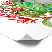 花のオウムのおもしろい水色スケッチ ポスター (角)