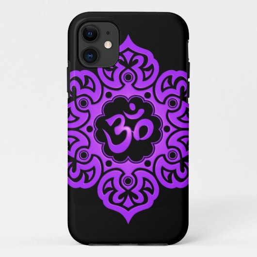 花のオウムのデザイン-紫色および黒 Case-Mate iPhoneケース (裏面)