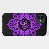 花のオウムのデザイン-紫色および黒 Case-Mate iPhoneケース (裏面(横))