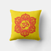 花のオウムのデザイン、赤および黄色 クッション (裏面)
