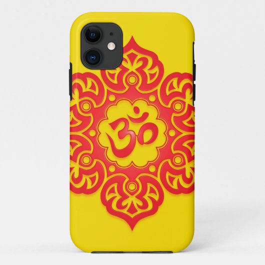 花のオウムのデザイン-赤および黄色 Case-Mate iPhoneケース (裏面)