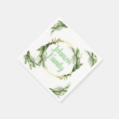 花のオリーブの木の枝 スタンダードカクテルナプキン (角)