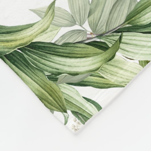 花のオリーブの木の枝 フリースブランケット (角)