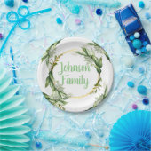 花のオリーブの木の枝 ペーパープレート (パーティー)