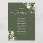 花のオリーブグリーン席次表番号 招待状 (裏面)