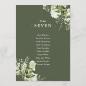 花のオリーブグリーン席次表番号 招待状 (裏面)