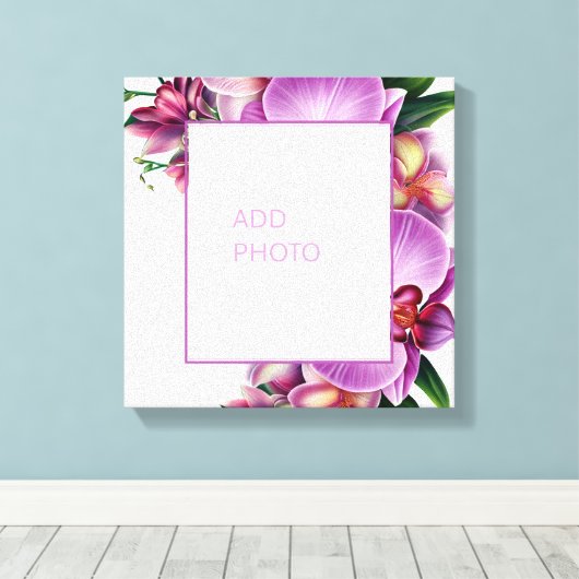 花のオルチデア 写真を追加 ストレッチ キャンバス (インサイチュ (ウッドフロア))